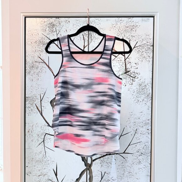 Lululemon XS Run Split Singlet Mirage Deep Indigo Watercolor Print Gym Tank Top - Picture 2 of 12